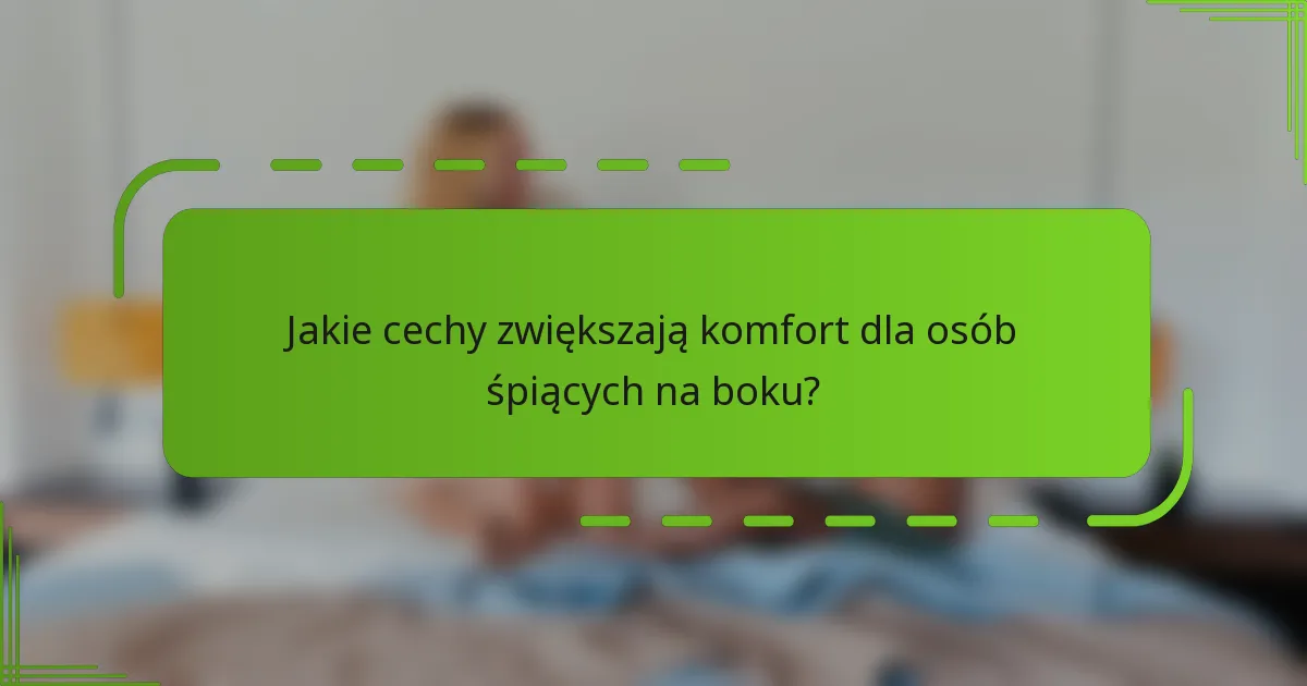 Jakie cechy zwiększają komfort dla osób śpiących na boku?
